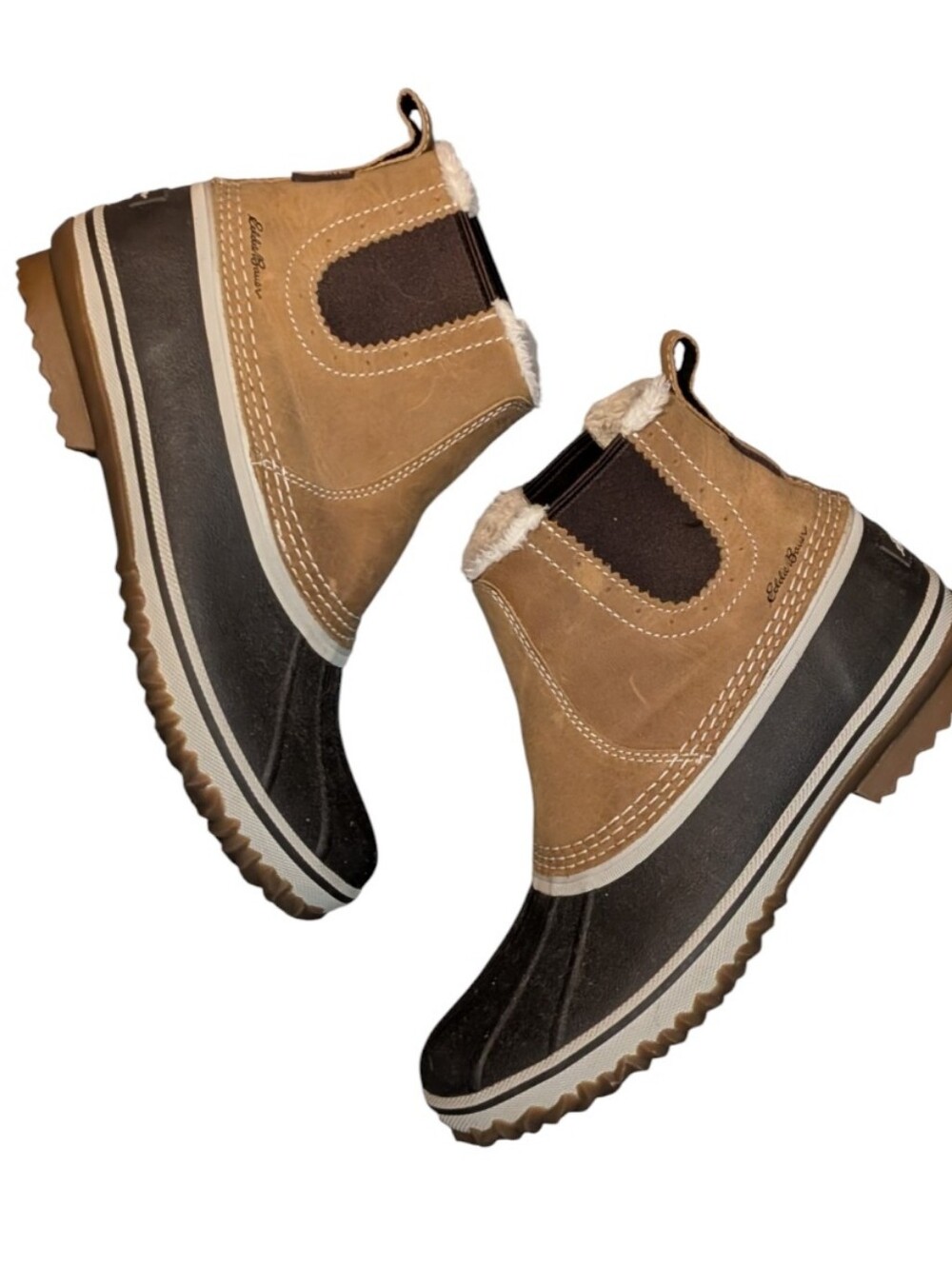 Eddie Bauer Women's Hunt Pac Slip-On Duck Boots Waterproof Brown Wheat Size 8